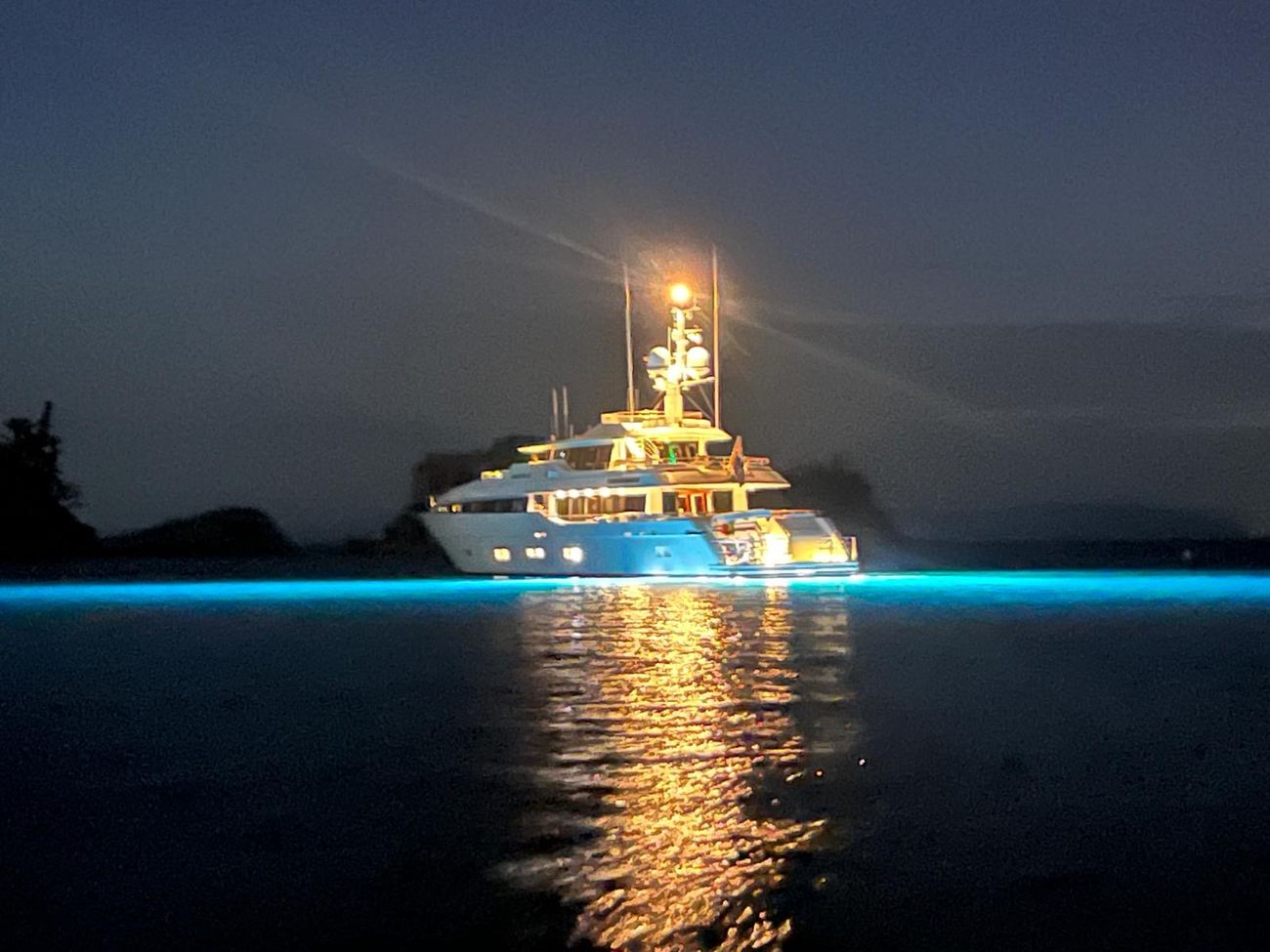 A ship on blue water